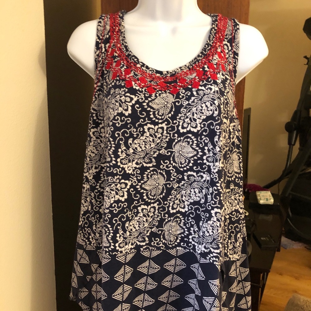 Lucky Brand Embroidered Tank Blouse XL